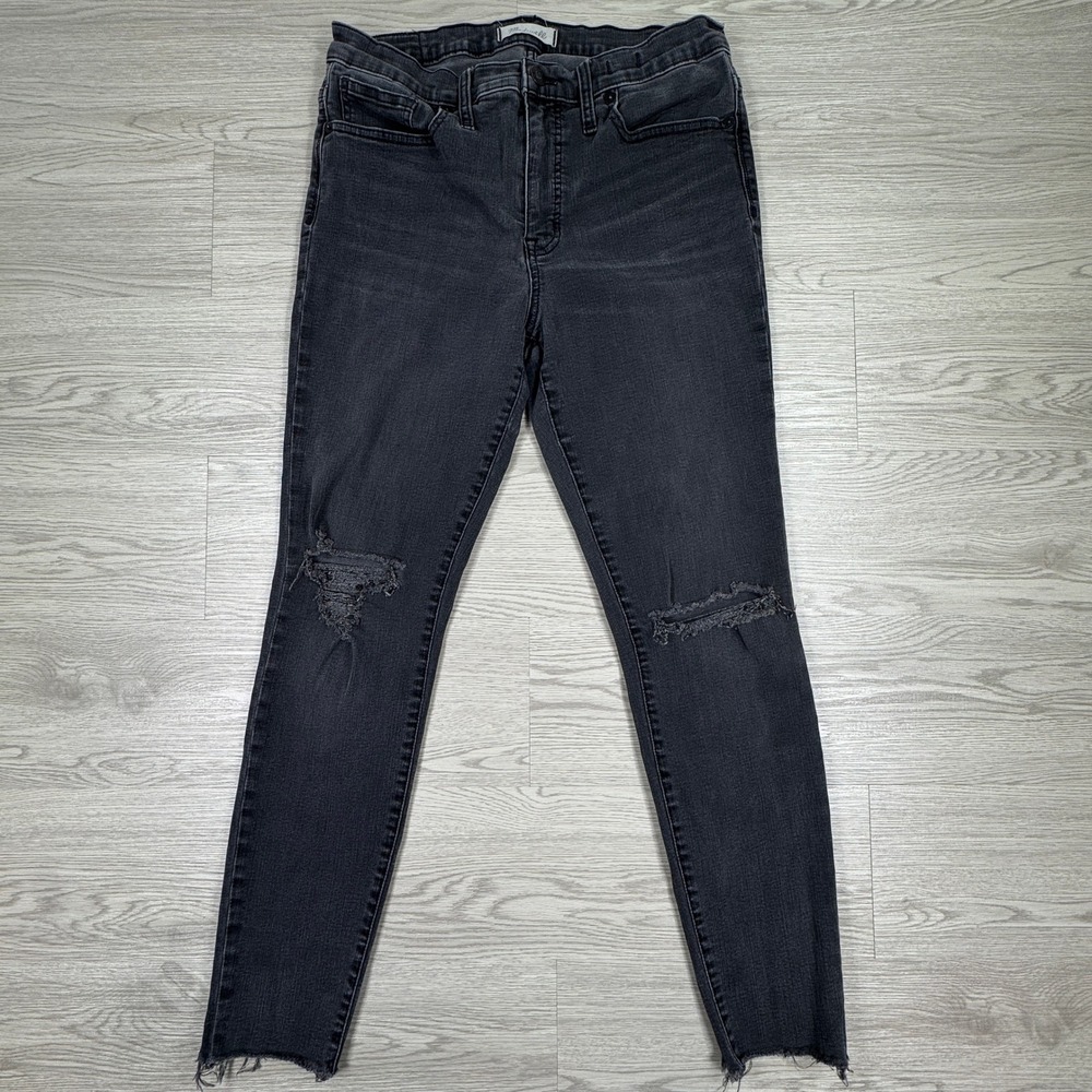 Madewell Womens Jeans 9 High-Rise Skinny Black 31 Distressed Raw Hem